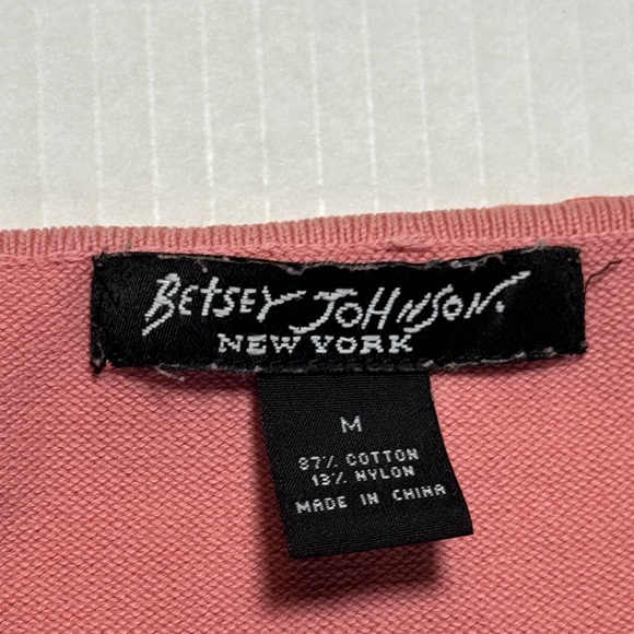 BETSEY JOHNSON Y2K Black Label Pink Floral Embroidered Scoop Neck Cardigan M - Picture 3 of 14